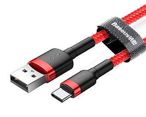 Кабель для зарядки телефона/ смартфона Baseus Cafule USB-Type-C 3 м 2 А Червоний (CATKLF-U09), фото 3
