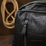 Рюкзак кожзам з тисненням Vintage 20517 Чорний, фото 9