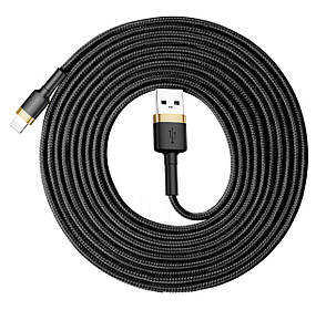 Кабель для зарядки телефона/ смартфона Baseus USB-Lightning 3 м 2 А Чорний/ Золотистий (CALKLF-RV1), фото 3