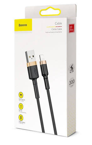 Кабель для зарядки телефона/ смартфона Baseus USB-Lightning 3 м 2 А Чорний/ Золотистий (CALKLF-RV1), фото 4