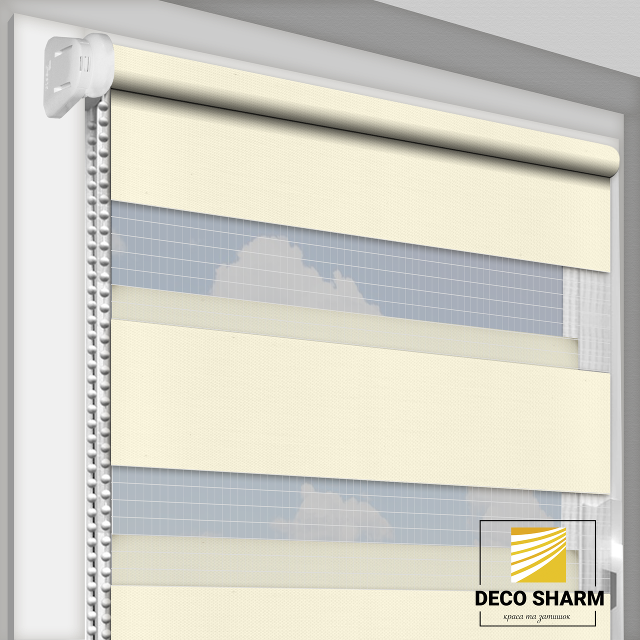Рулонна штора День - Ніч DecoSharm Pen 02 Крем Найкраща якість, фото 1