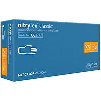 Перчатки нитриловые MERCATOR Nitrylex Classic BLUE неопудренные, размер XS, 100 шт