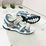 Шкіряні босоніжки з відкритою п'ятою для хлопчика B&G сірі розмір 32, фото 4