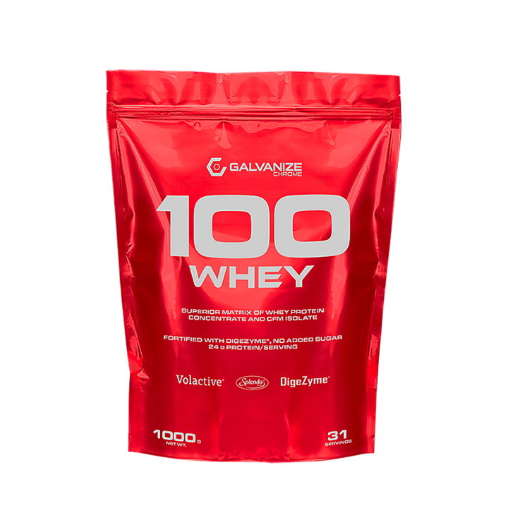 Сироватковий протеїн концентрат Galvanize Nutrition 100% Whey 1000 грамів пакет Полуничний крем