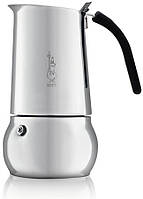Гейзерна кавоварка bialetti kitty induction 450 мл з нержавійки, для індукційної плити, сталева, 10 чашок