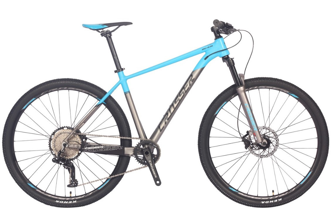 Гірський велосипед 29" Crosser MT-036 рама 17", перемикачі L-TWOO 18 швидкостей, гальма LOGAN, сіро-блакитний