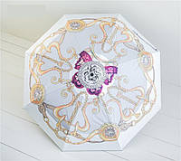Женский брендовый зонт полуавтомат Versace Версаче, брендовые зонтики, женские зонты, зонты полуавтомат, 1353 принт 2
