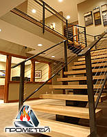П-образные лестницы с площадкой монокосоурные от завода-изготовителя для пансионата, отеля, ресторана, тц