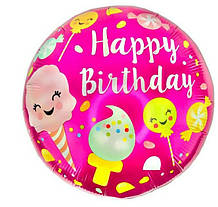Фольгована кулька коло Happy Birthday з морозивом 18" Китай