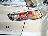 Реснички на фары Mitsubishi Lancer 10 2007-2018 Накладки фар авто Бровки для Митсубиси Лансер 10 Задние
