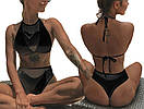 Чорний жіночий сексуальний купальник з сіткою "Tiffany" - Розмір: M,L,XL + виміри, фото 4