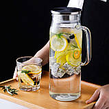 Глечик-заварник 1 л з жароміцного скла з кришкою з нержавіючої сталі, фото 2