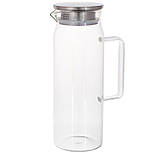 Чайник для заварювання-глечик 1,5 л з термостійкого скла з кришкою з нержавіючої сталі, фото 5