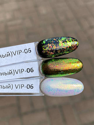 Пластівці юкі Master Professional прозорі VIP-06, салатово-помаранчевий хамелеон, фото 2