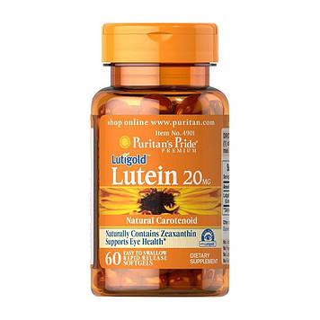 Лютеїн для поліпшення і підтримки здоров'я очей Puritan's Pride Lutein 20 mg (60 softgels)