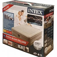 Надувная велюровая кровать Intex 64428 со встроенным электро насосом 152 х 203 х 46