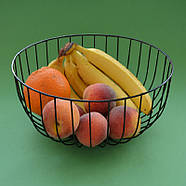 Фруктовниця Кошик для фруктів металевий Ваза для фруктів Lines 25х13 см, чорний, фото 2