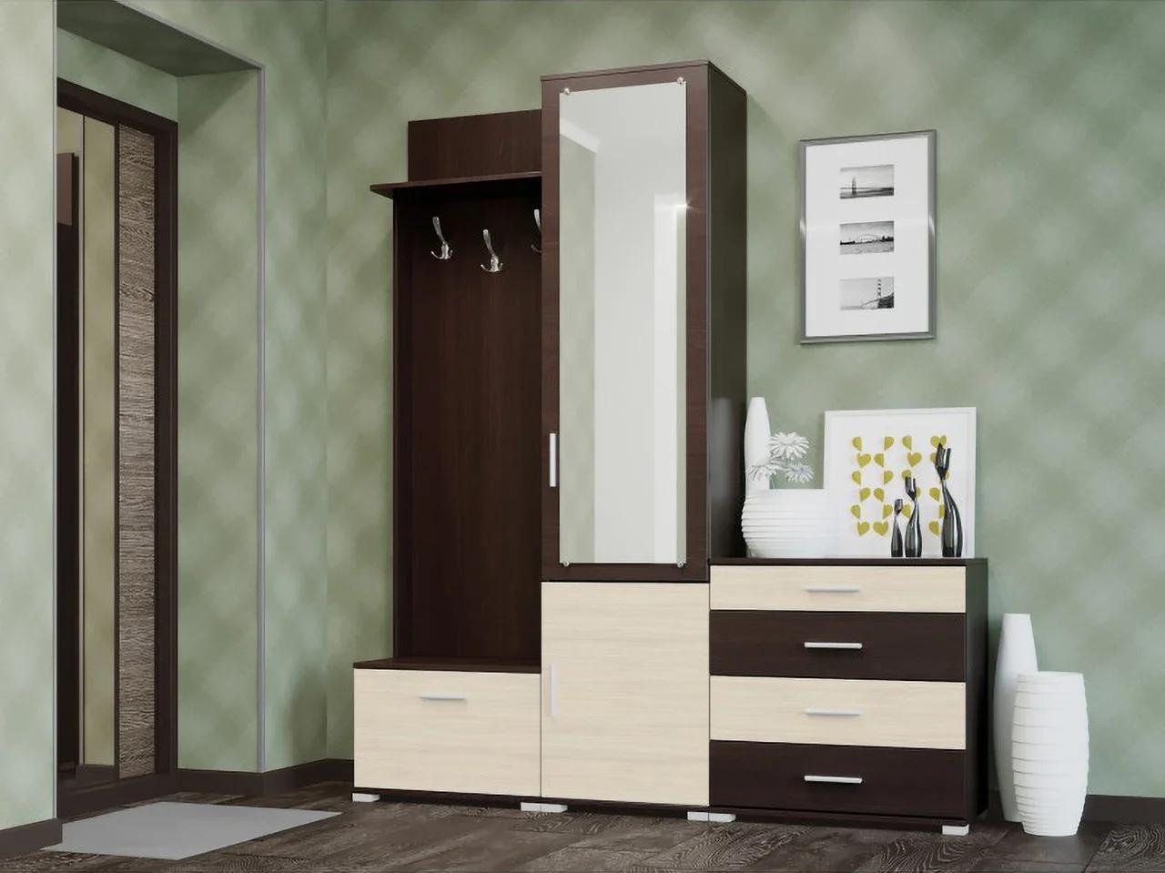 Передпокій Бриз ТО-4 + вішалка К-5 + дзеркало Еверест венге комбі, фото 1