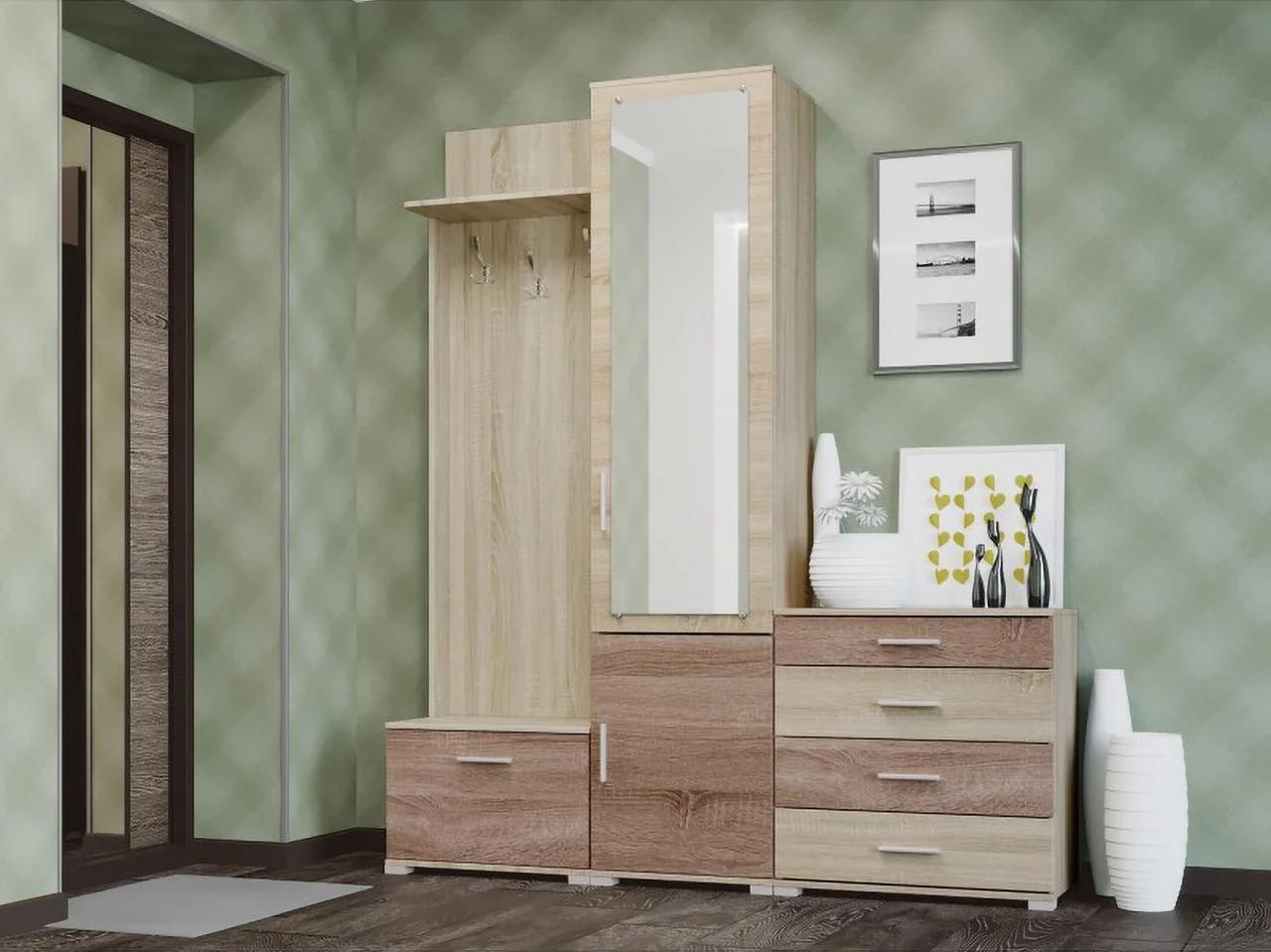 Передпокій Бриз ТО-4 + вішалка К-5 + дзеркало Еверест сонома + трюфель, фото 1