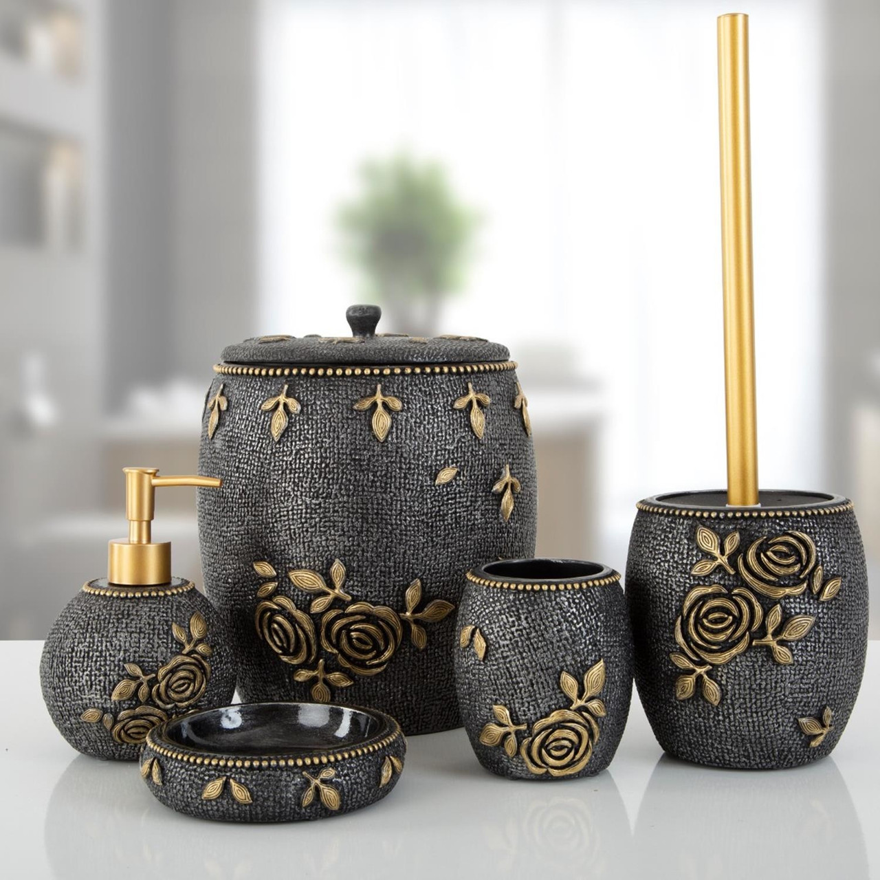 Комплект для ванної Irya - Elvin fume антрацит (5 предметів), фото 1