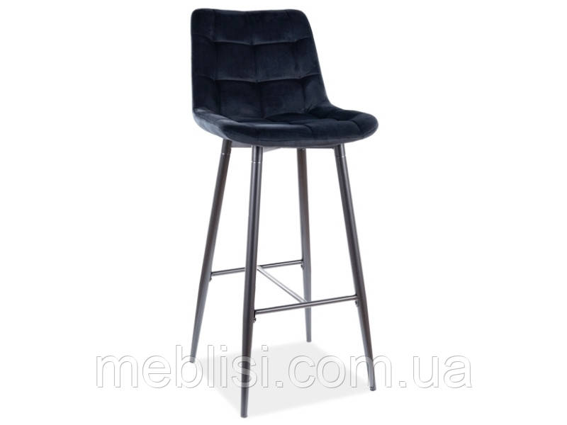 Чорний барний стілець CHIC H-1 VELVET BL.19 (Signal)