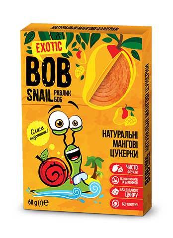 Натуральні Мангові Цукерки ТМ BOB SNAIL 60 г пастилу без цукру равлика боб