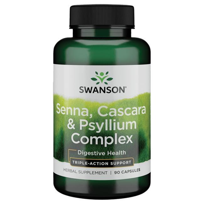 Сенна, Подорожник, Каскара, Swanson, Senna Psyllium Cascara Complex, 90 капсул