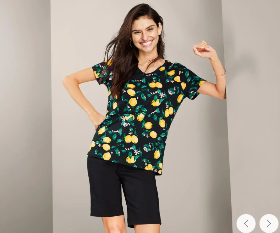 Зручна стильна жіноча футболка з лимонами від tcm Tchibo (чібо), Німеччина, розмір S-M