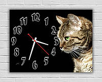 Часы интерьерные кварцевые, качественные настенные часы, оригинальные подарки для дома Загадочная кошка, 40х30