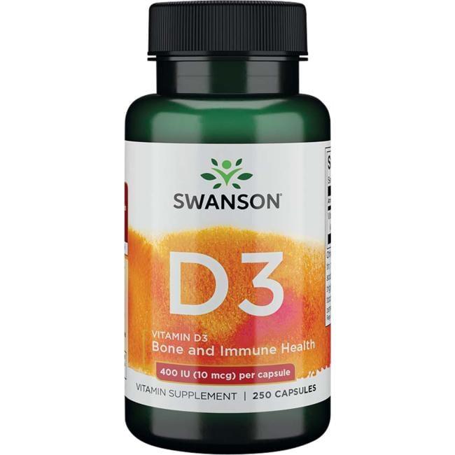 Вітамін Д-3, Swanson, Vitamin D-3, 400 IU (10 мкг), 250 капсул