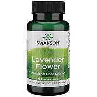 Лаванда, цветки, Swanson, Lavender Flower, 400 мг, 60 капсул