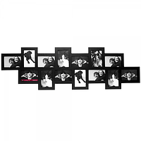 Горизонтально-вертикальная фоторамка коллаж для 14 фотографий размером 15*10 см "Collage" Черный