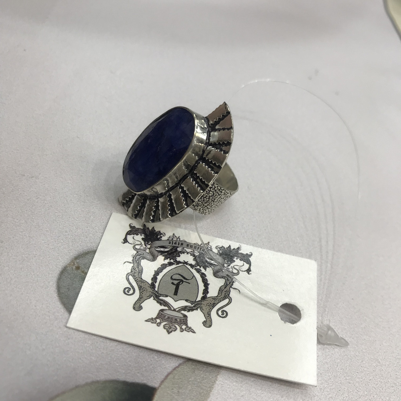 Сапфір кільце 17 розмір кільце з каменем натуральний сапфір в сріблі кільце з сапфіром., фото 1
