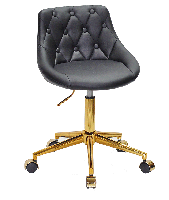 Стілець Foro Button GD-Modern Office чорна екошкіра на золотій хрестовині з колесами, регулювання висоти, фото 2