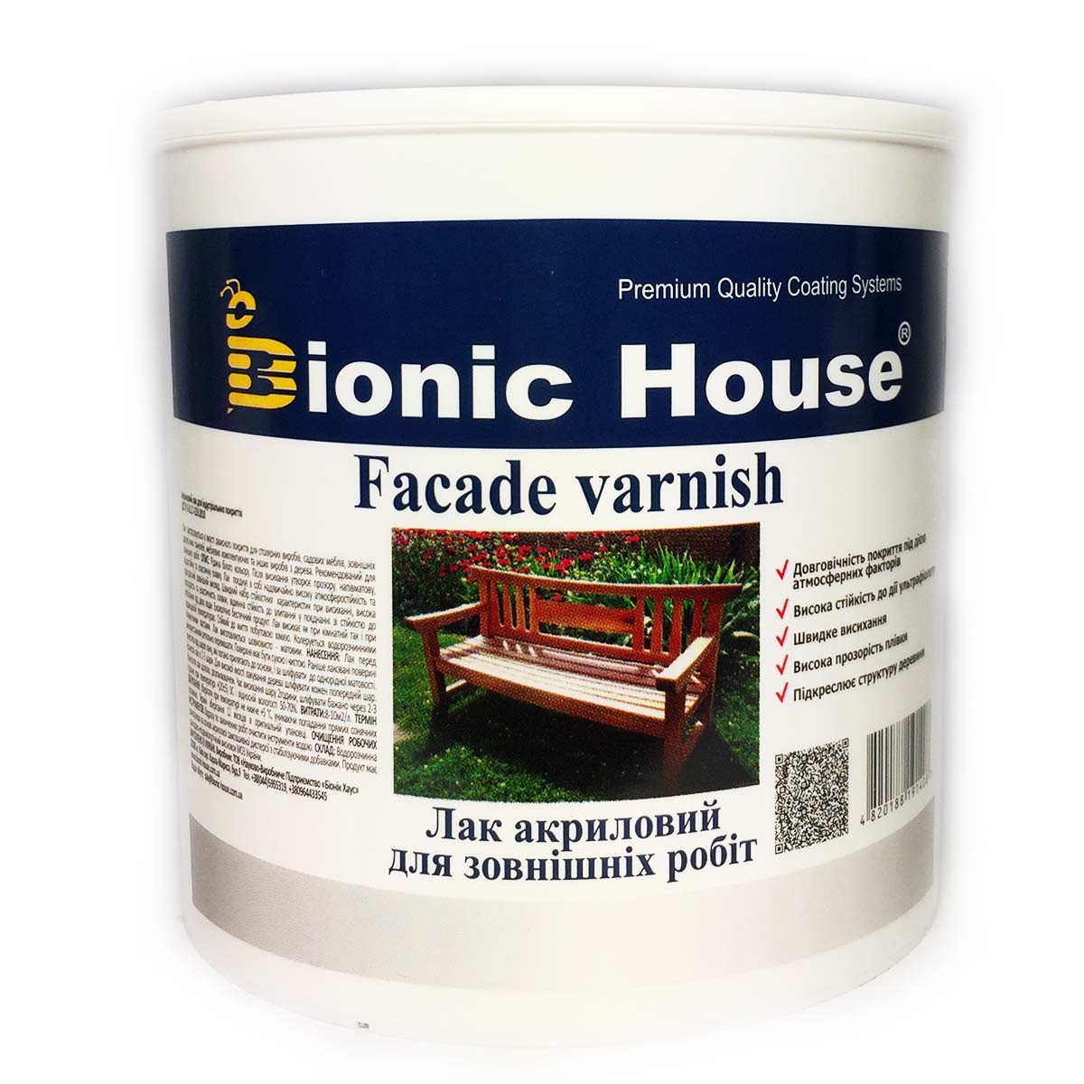 Лак Bionic-House для зовнішніх робіт (Водорозчинний лак) 10л, фото 1