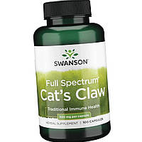 Кошачий коготь экстракт Swanson Cat's Claw 500 mg Full Spectrum 100 капсул