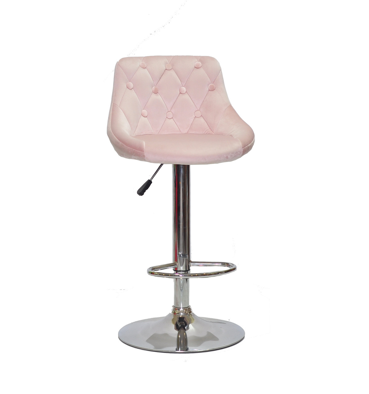 Барний стілець FORO + SV Button ЕК Форум з гудзиками, рожевий оксамит на нозі хром