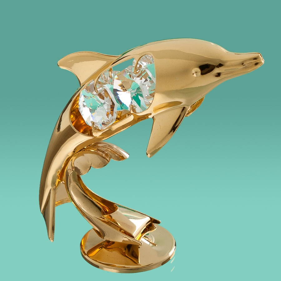 Статуетка Crystocraft зі стразами Swarovski Дельфін 7х10 см 10031-001