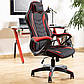 Геймерське крісло червоно-чорне Signal Zenvo тканина для дому та офісу з підлокітниками і підголовником, фото 5