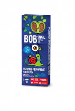 Натуральні Яблучно-Чорничні Цукерки ТМ BOB SNAIL 30 г пастила без цукру Равлик Боб