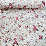 Тканина скатеркова з тефлоновим просоченням з трояндами на кремовому фоні, ш.180 см, фото 2