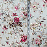 Тканина скатеркова з тефлоновим просоченням з трояндами на кремовому фоні, ш.180 см, фото 3