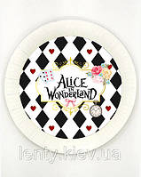 Тарелки бумажные 18см "Алиса в стране чудес" карты (Поштучно) малотиражные тарелочки -