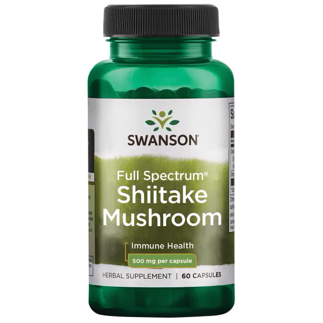 Гриб Шиитаке, Swanson, Shiitake Mushroom 500 мг, 60 капсул - фото 1 - id-p871555724