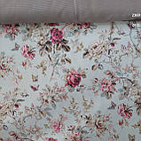 Тканина скатеркова з тефлоновим просоченням з трояндами на кремовому фоні, ш.180 см, фото 4