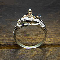 Кольцо серебряное Девушка и Дельфин