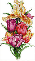 Набор для вышивания крестом 38х62 Ирис и тюльпаны Joy Sunday H830