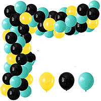 Гірлянда арка з повітряних повітряних куль чорно бірюзова 80 шт.