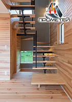 П-образная металлическая лестница на монокосоуре - ремонтные и строительные работы внутри помещений