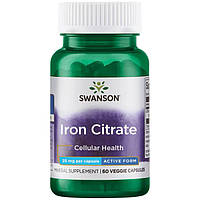 Цитрат железа, Swanson, Iron Citrate, 25 мг, 60 капсул